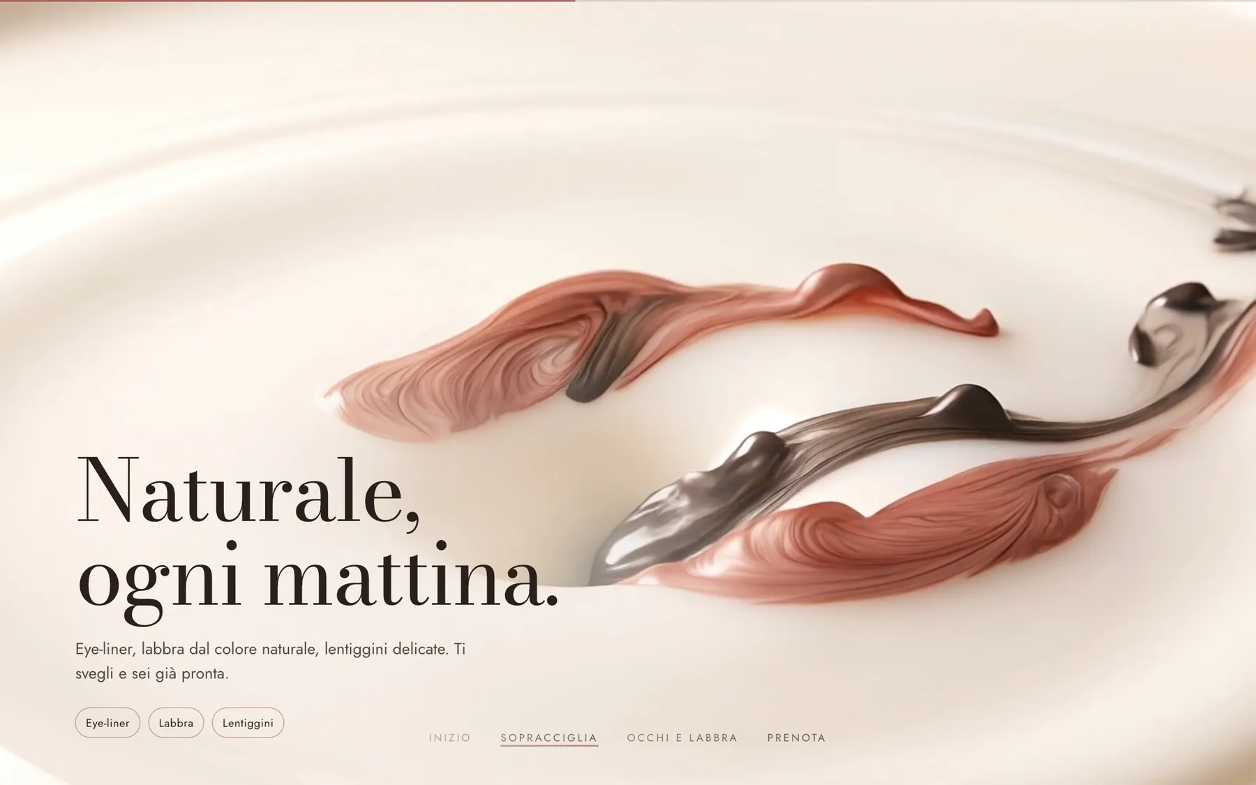 Sito per un'artista del trucco permanente, versione desktop